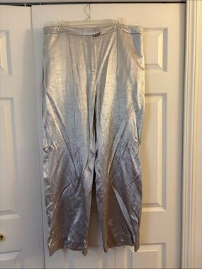 next Silver Wide-Leg Satin Trousers